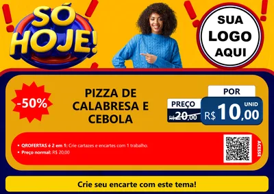 Modelo de Cartaz para Cartaz A4 Horizontal com o tema Só Hoje! para Pizzaria