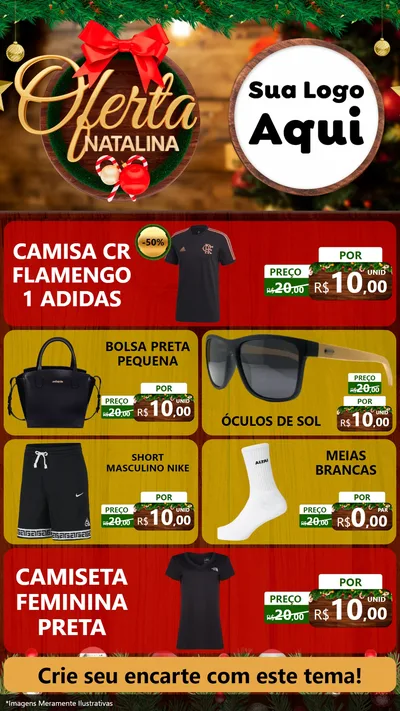 Modelo de TV para TV Vertical com o tema Ofertas Natalina para Roupas e acessórios
