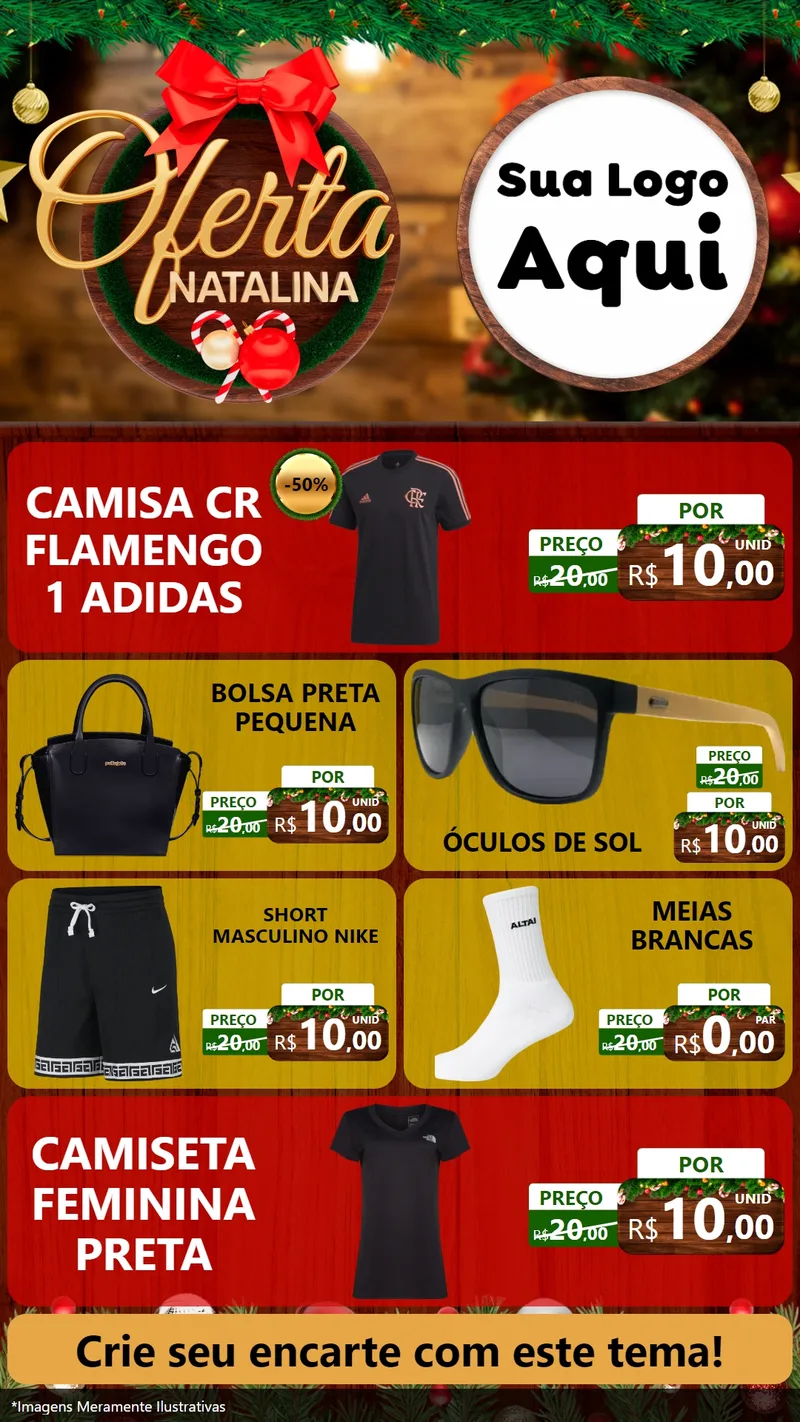 Modelo de TV para TV Vertical com o tema Ofertas Natalina para Roupas e acessórios