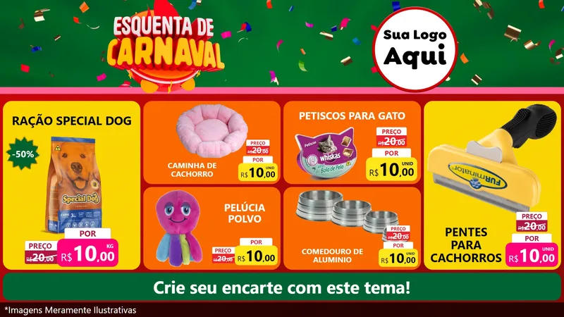 Modelo de TV para TV Horizontal com o tema Esquenta de Carnaval para Pet Shop