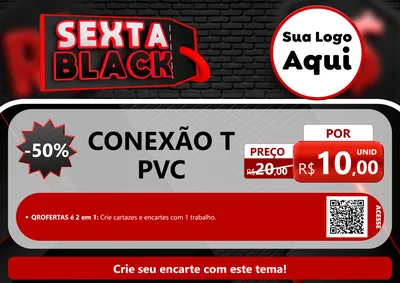 Modelo de Cartaz para Cartaz A4 Horizontal com o tema Sexta Black para Tubos e conexões