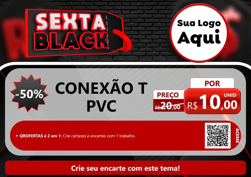 Modelo de Cartaz para Cartaz A4 Horizontal com o tema Sexta Black para Tubos e conexões