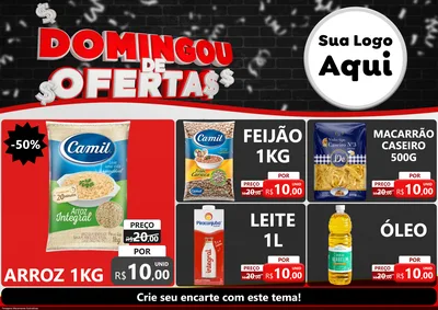 Modelo de Encarte para Encarte A4 Horizontal com o tema Domingou de Ofertas para Supermercado