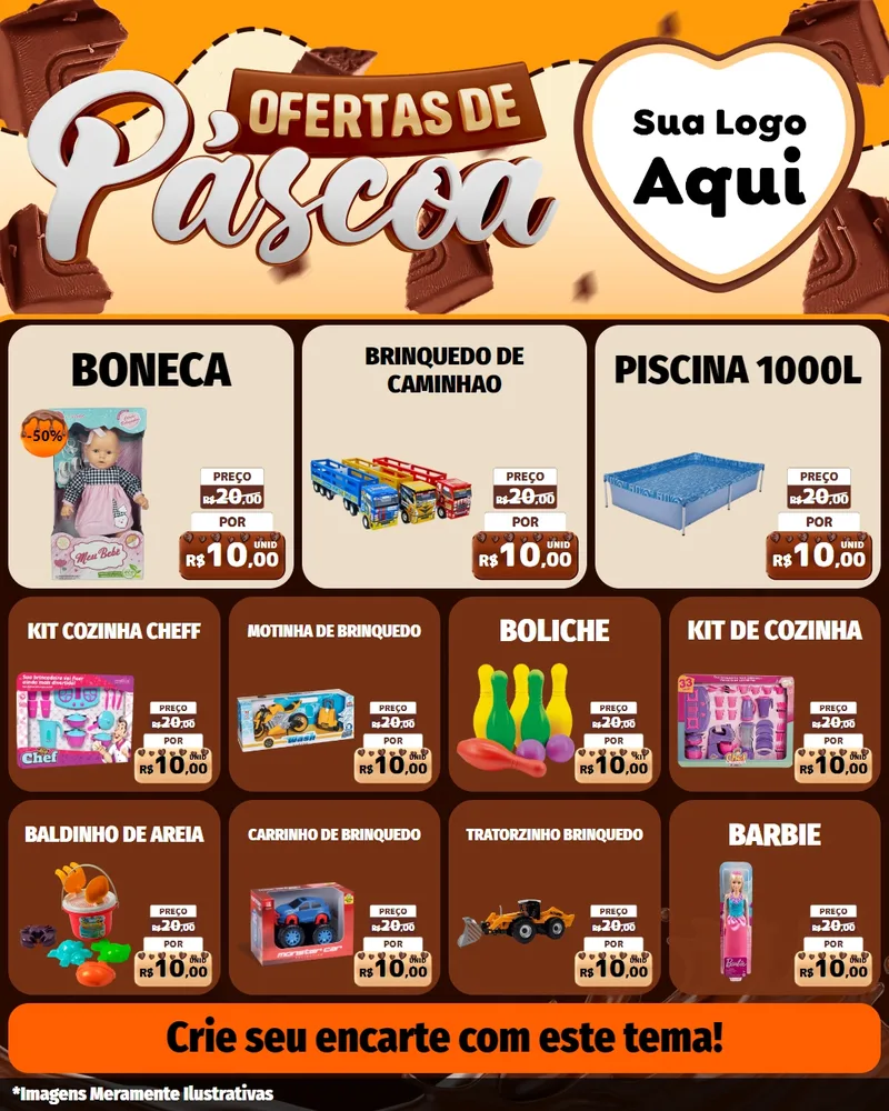 Modelo de Rede Social para Feed Instagram com o tema Ofertas de Páscoa para Brinquedos