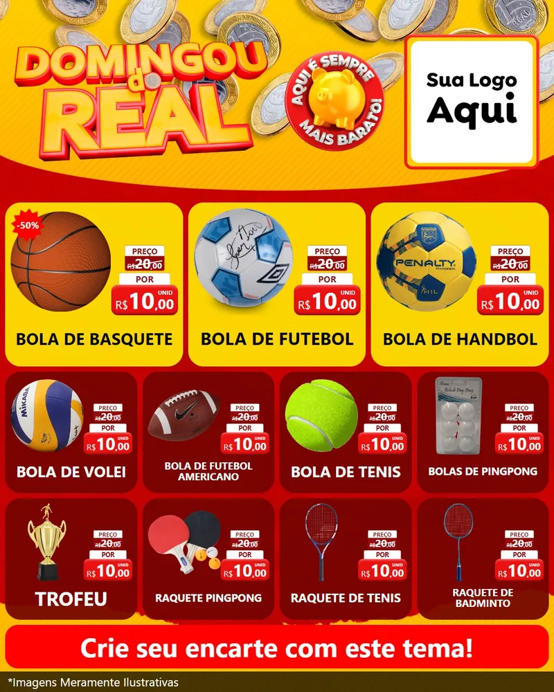 Modelo de Rede Social para Feed Instagram com o tema Domingou do Real para Artigos Esportivos