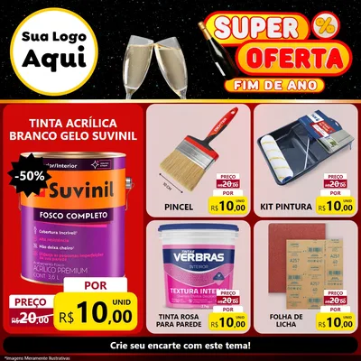 Modelo de Rede Social para Feed Facebook com o tema Super Oferta Fim de Ano para Tintas e Ferramentas