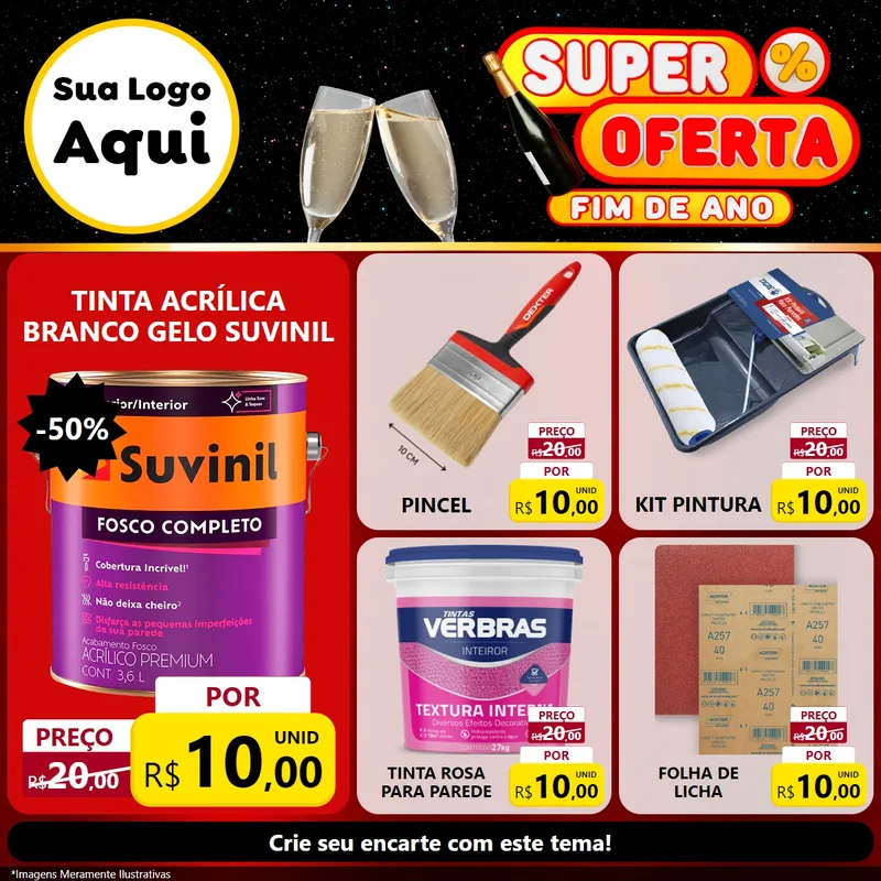 Modelo de Rede Social para Feed Facebook com o tema Super Oferta Fim de Ano para Tintas e Ferramentas