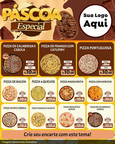Modelo de Rede Social para Feed Instagram com o tema Páscoa Especial para Pizzaria