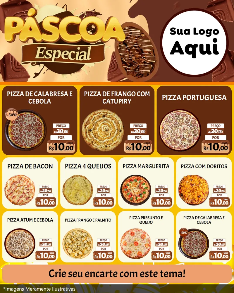 Modelo de Rede Social para Feed Instagram com o tema Páscoa Especial para Pizzaria