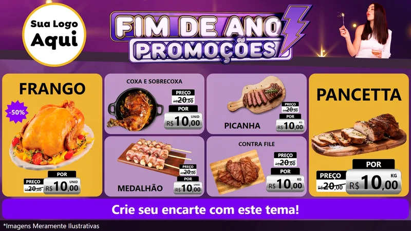Modelo de TV para TV Horizontal com o tema Fim de Ano Promoções para Assados