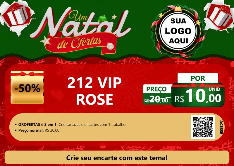 Modelo de Cartaz para Cartaz A4 Horizontal com o tema Um Natal de Ofertas para Perfumes