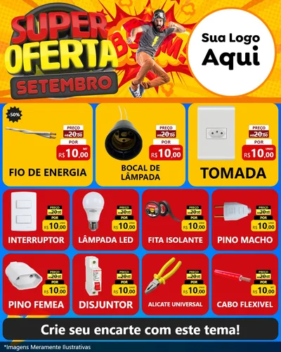Modelo de Rede Social para Feed Instagram com o tema Super Oferta Setembro para Materiais Elétricos