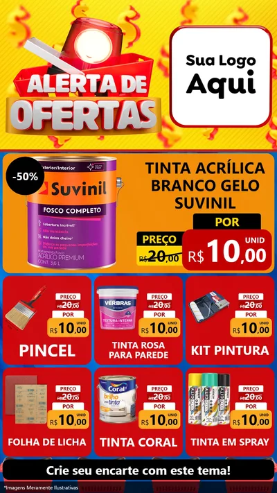 Modelo de Rede Social para Stories com o tema Alerta de Ofertas para Tintas e Ferramentas