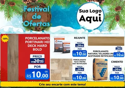 Modelo de Encarte para Encarte A4 Horizontal com o tema Festival de Ofertas - Inverno para Pisos e revestimentos
