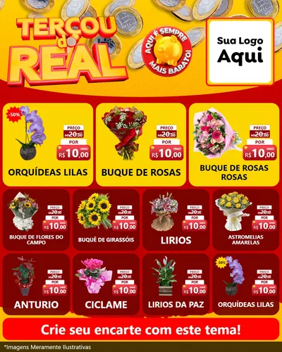 Modelo de Rede Social para Feed Instagram com o tema Terçou do Real para Floricultura e jardim