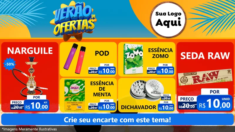 Modelo de TV para TV Horizontal com o tema Verão de Ofertas para Tabacaria