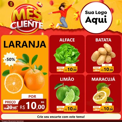 Modelo de Rede Social para Feed Facebook com o tema Mês do Cliente para Hortifrúti