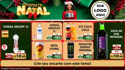 Modelo de TV para TV Horizontal com o tema Ofertas de Natal para Distribuidora de bebidas