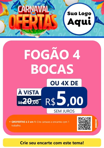 Modelo de Cartaz para Cartaz A4 Vertical com o tema Carnaval de Ofertas para Móveis e Eletro