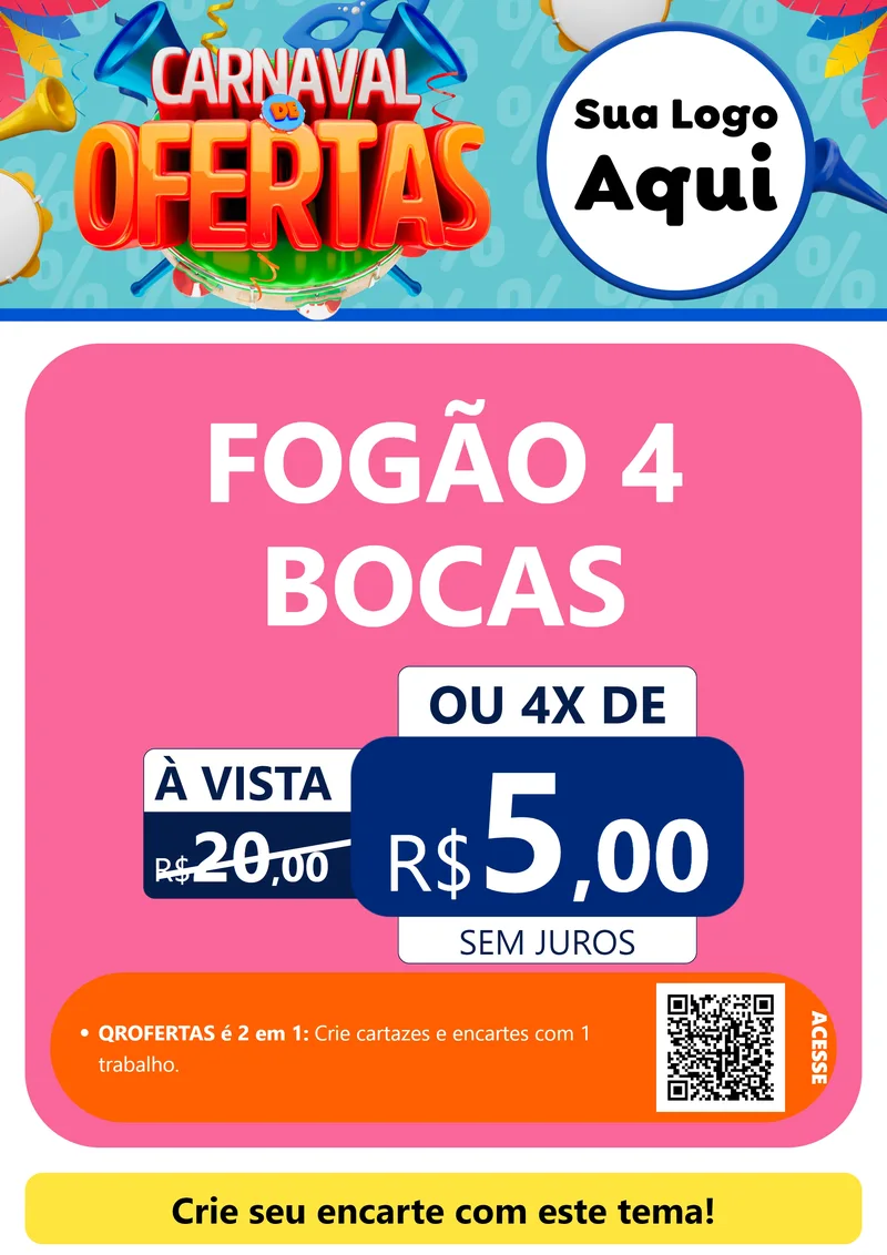 Modelo de Cartaz para Cartaz A4 Vertical com o tema Carnaval de Ofertas para Móveis e Eletro