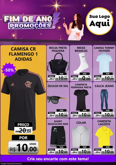 Modelo de Encarte para Encarte A4 Vertical com o tema Fim de Ano Promoções para Roupas e acessórios