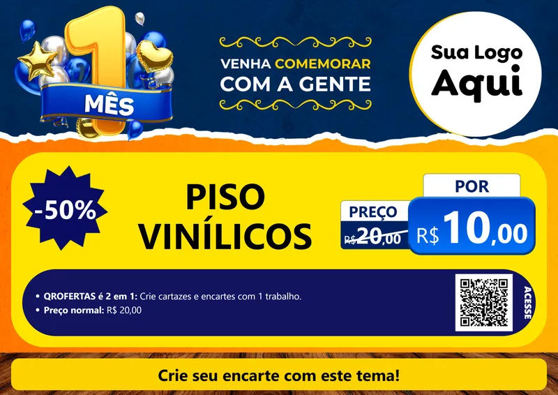 Modelo de Cartaz para Cartaz A4 Horizontal com o tema Um Mês de Aniversário para Material para Construção