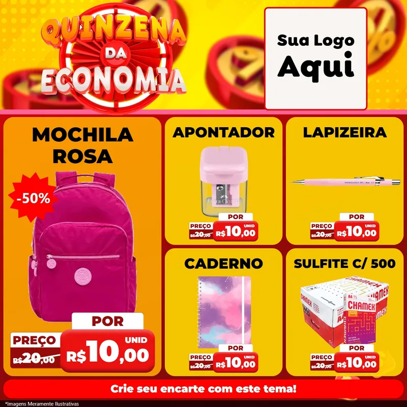 Modelo de Rede Social para Feed Facebook com o tema Quinzena Da Economia para Papelaria