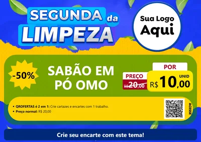 Modelo de Cartaz para Cartaz A4 Horizontal com o tema Segunda da Limpeza para Produtos de Limpeza
