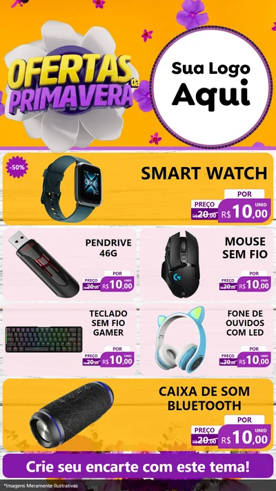 Modelo de TV para TV Vertical com o tema Ofertas Da Primavera para Informática