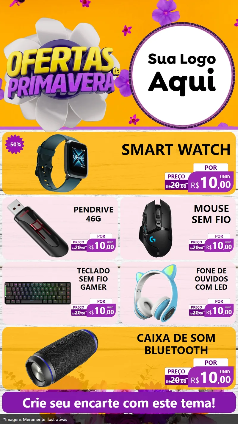Modelo de TV para TV Vertical com o tema Ofertas Da Primavera para Informática