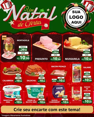 Modelo de Rede Social para Feed Instagram com o tema Um Natal de Ofertas para Frios e Laticínios