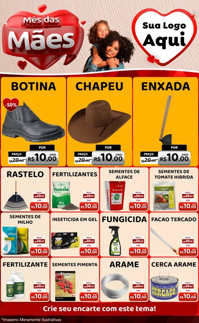 Modelo de Encarte para Encarte Grande com o tema Mês das Mães para Agropecuária