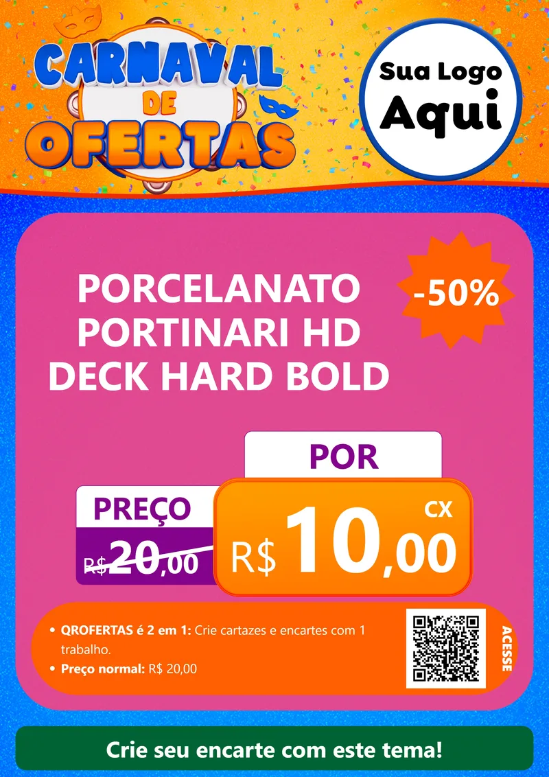 Modelo de Cartaz para Cartaz A4 Vertical com o tema Carnaval de Ofertas para Pisos e revestimentos