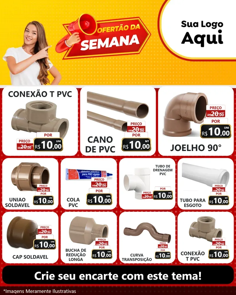 Modelo de Rede Social para Feed Instagram com o tema Ofertão da Semana para Tubos e conexões