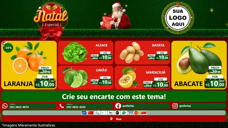 Modelo de TV para TV Horizontal com o tema Natal Especial para Hortifrúti