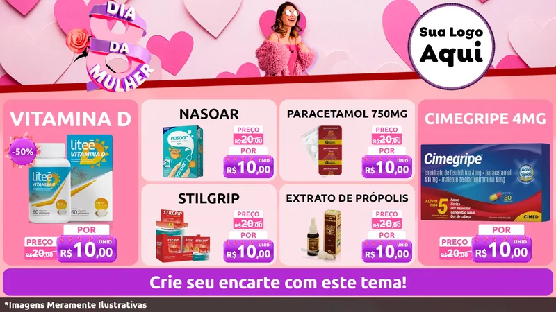 Modelo de TV para TV Horizontal com o tema Dia da Mulher para Farmácia