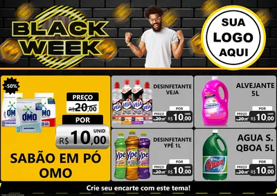 Modelo de Encarte para Encarte A4 Horizontal com o tema Black Week para Produtos de Limpeza
