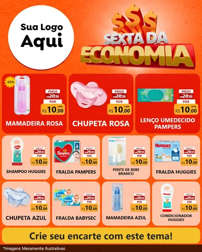 Modelo de Rede Social para Feed Instagram com o tema Sexta da Economia para Bebês