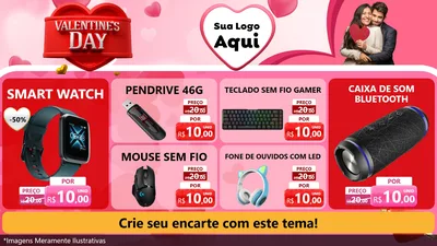 Modelo de TV para TV Horizontal com o tema Valentine's Day para Informática
