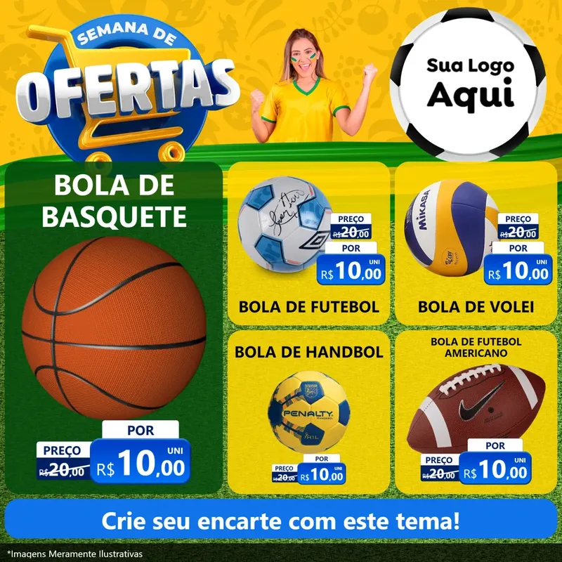 Modelo de Rede Social para Feed Facebook com o tema Semana de Ofertas - Copa para Artigos Esportivos