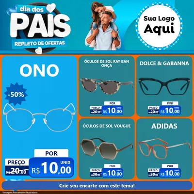 Modelo de Rede Social para Feed Facebook com o tema Dia Dos Pais Repleto de Ofertas para Óticas