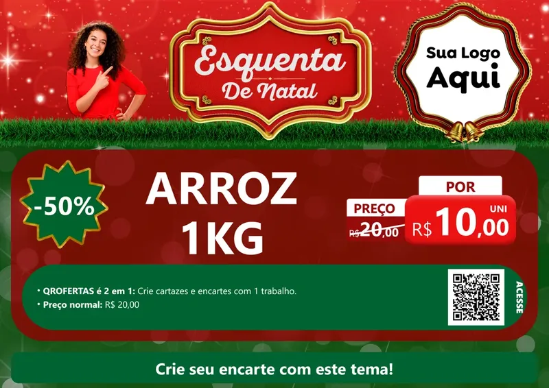 Modelo de Cartaz para Cartaz A4 Horizontal com o tema Esquenta de Natal para Supermercado
