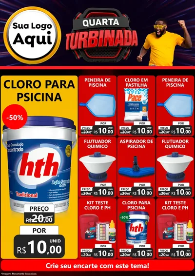 Modelo de Encarte para Encarte A4 Vertical com o tema Quarta Turbinada para Produtos para Piscina