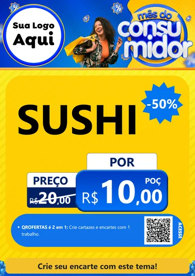 Modelo de Cartaz para Cartaz A4 Vertical com o tema Mês do Consumidor para Comida japonesa