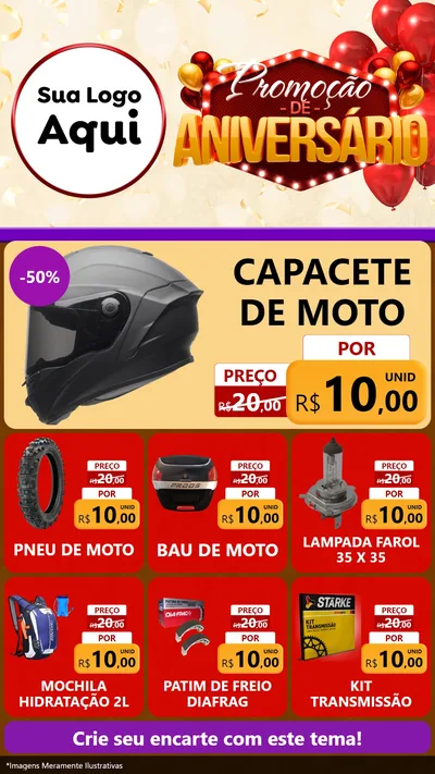 Modelo de Rede Social para Stories com o tema Promoção de Aniversário para Moto peças