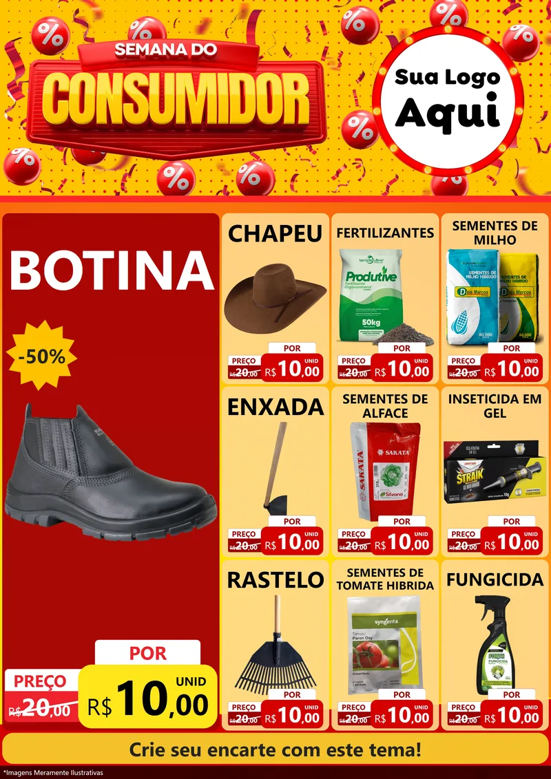 Modelo de Encarte para Encarte A4 Vertical com o tema Semana do Consumidor para Agropecuária