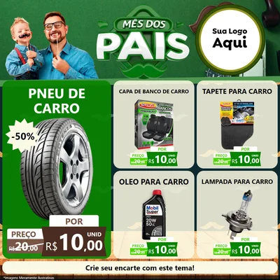 Modelo de Rede Social para Feed Facebook com o tema Mês dos Pais para Auto peças