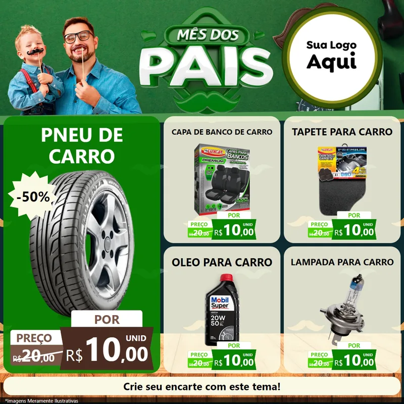 Modelo de Rede Social para Feed Facebook com o tema Mês dos Pais para Auto peças