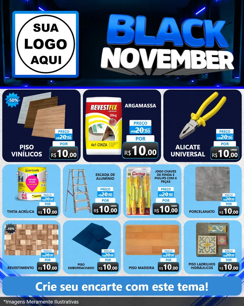 Modelo de Rede Social para Feed Instagram com o tema Black November para Material para Construção