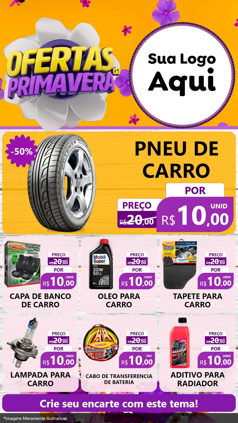 Modelo de Rede Social para Stories com o tema Ofertas Da Primavera para Auto peças